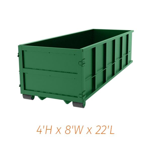 twenty-yard dumpsters are commonly used for construction projects